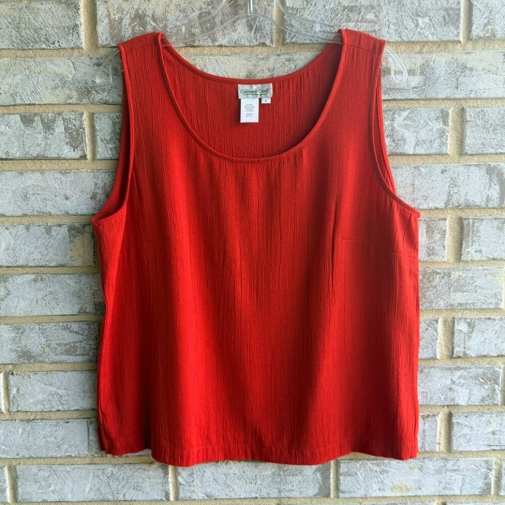 Coldwater Creek Sleeveless Scoop Neck Rayon Blend Rust Orange Tank Top Size L